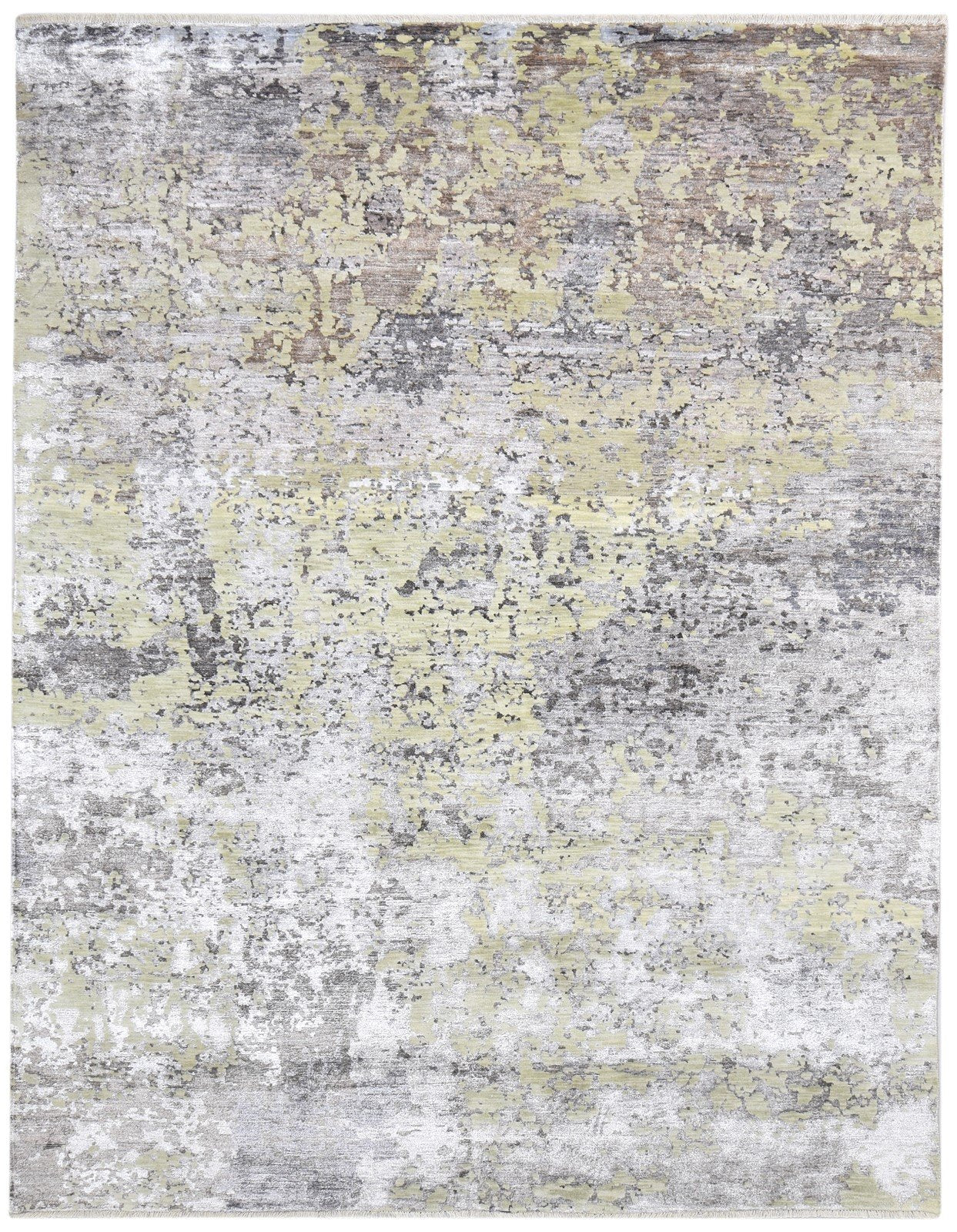 Sage Wool / Silk Rug 8' X 10' Modern Hand Knotted Indian Abstract Large Carpet   7864319410325