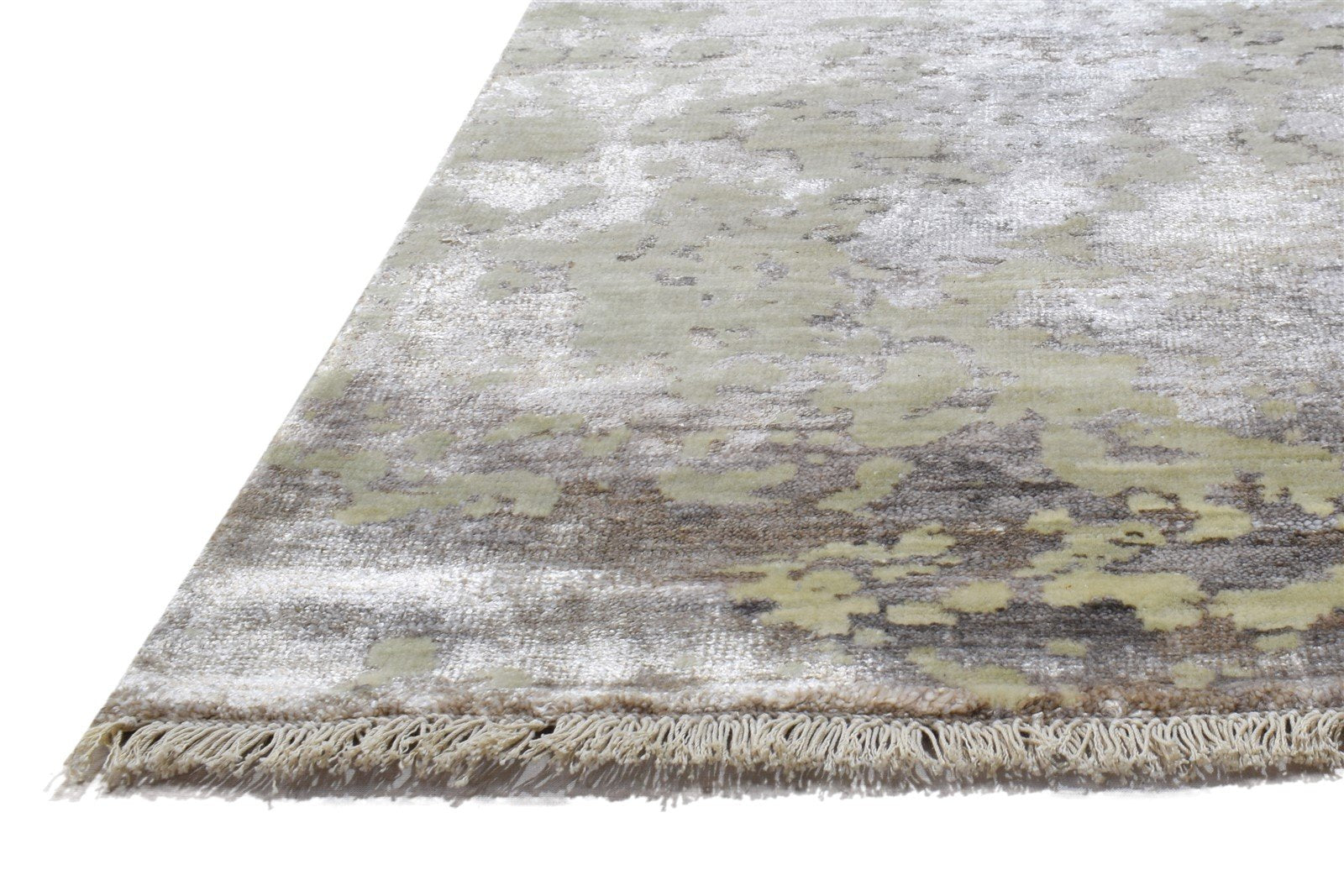 Sage Wool / Silk Rug 8' X 10' Modern Hand Knotted Indian Abstract Large Carpet   7864319410325