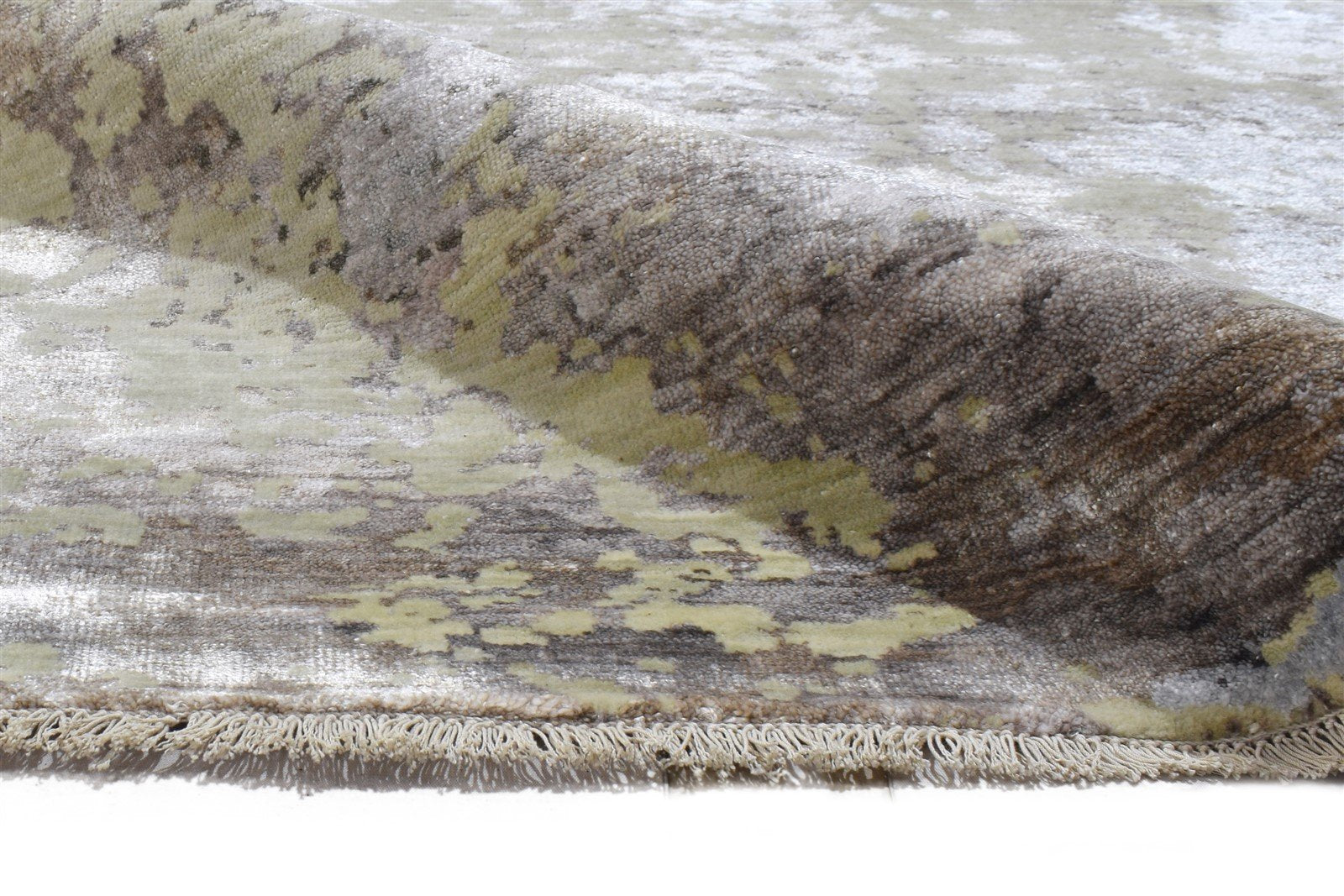 Sage Wool / Silk Rug 8' X 10' Modern Hand Knotted Indian Abstract Large Carpet   7864319410325