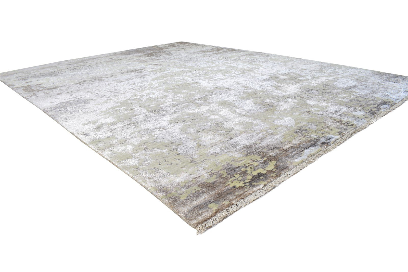 Sage Wool / Silk Rug 8' X 10' Modern Hand Knotted Indian Abstract Large Carpet   7864319410325