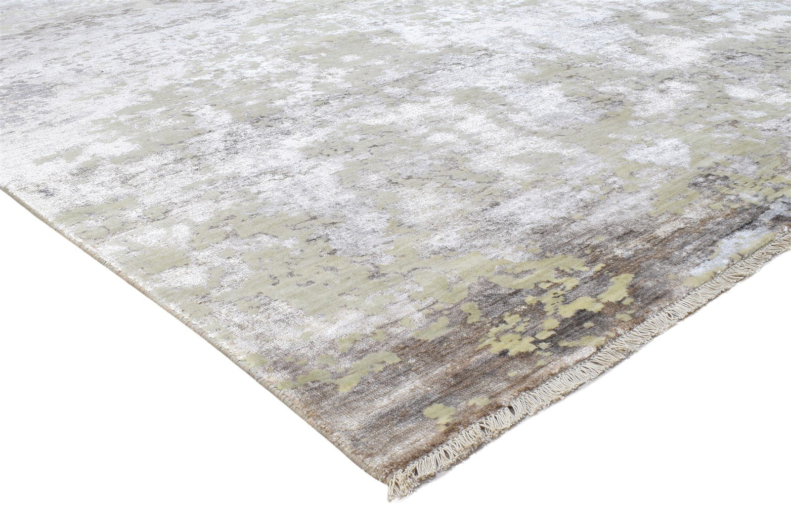 Sage Wool / Silk Rug 8' X 10' Modern Hand Knotted Indian Abstract Large Carpet   7864319410325