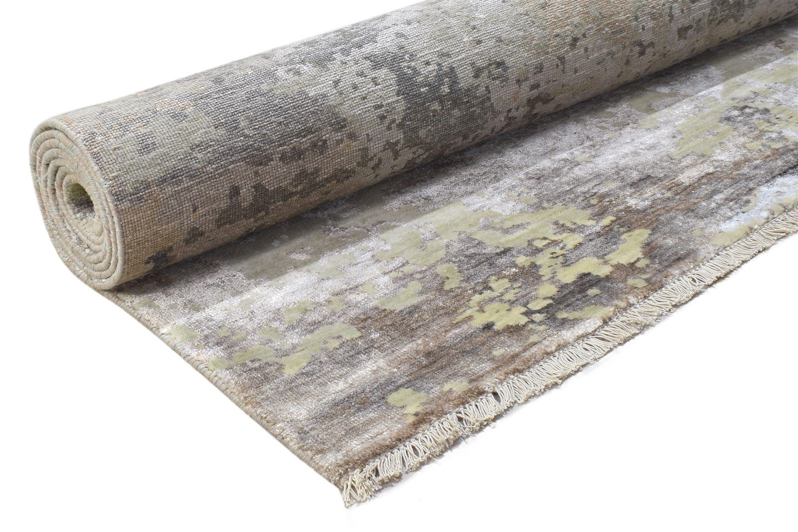 Sage Wool / Silk Rug 8' X 10' Modern Hand Knotted Indian Abstract Large Carpet   7864319410325