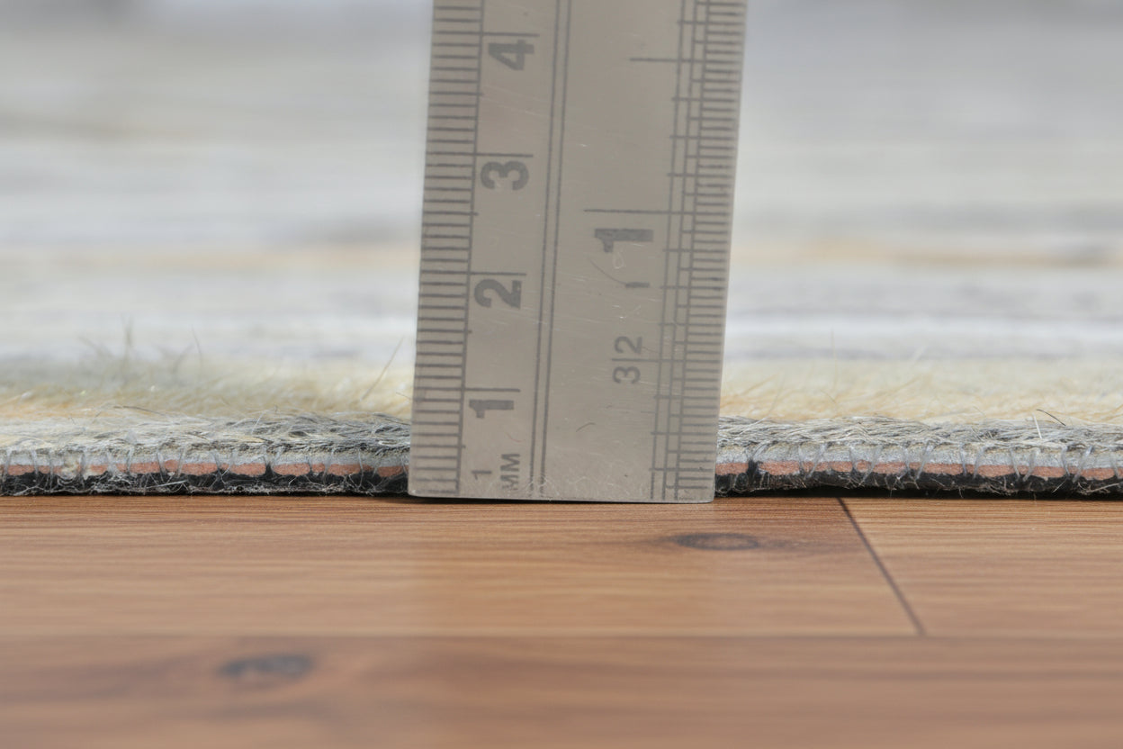 Sallie Leather Handmade Gray Ivory Stripes Rug | Modern Patchwork Cowhide Rug