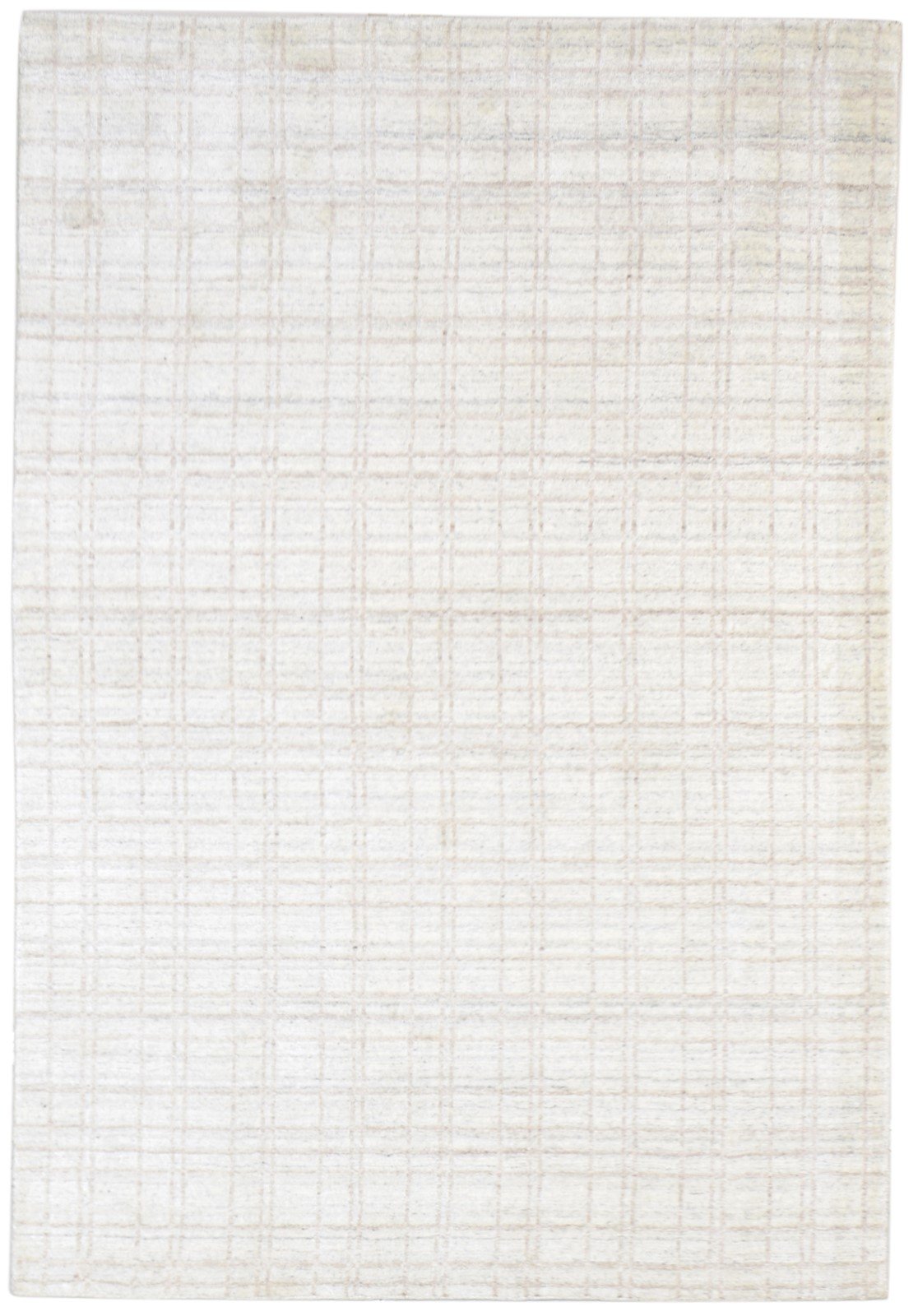 Sand Silk Rug 4' X 6' Modern Handloom Scandinavian Plaids Room Size Carpet   7864160092309