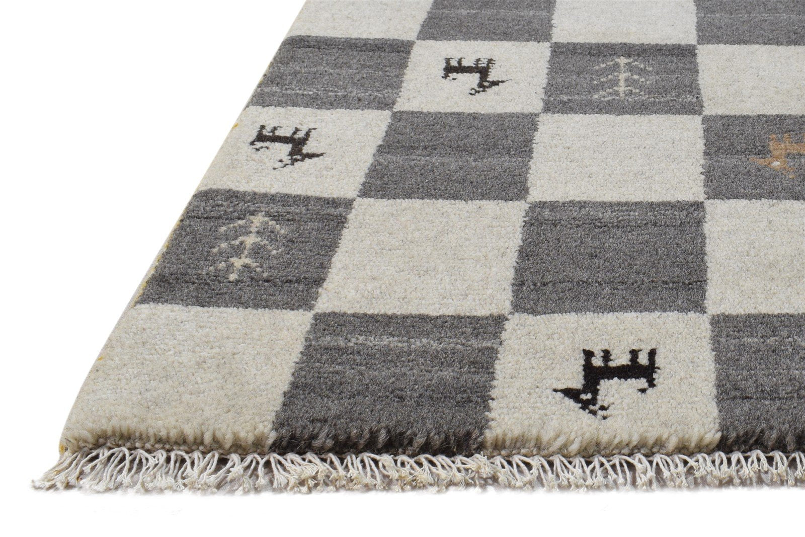 Sand Wool Rug 2' X 2' Southwestern Hand Knotted Gabbeh Tribal Small Carpet   7865100730517