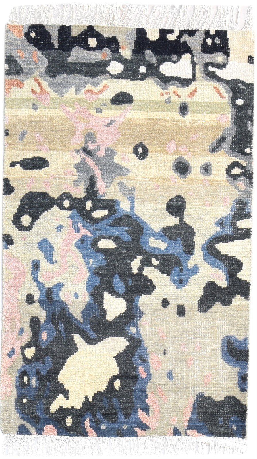 Sand Wool Rug 3' X 5' Modern Hand Knotted Bohemian Abstract Small Carpet   7864944230549