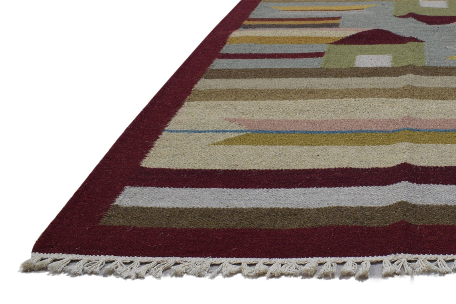 Sand Wool Rug 3' X 6' Persian Dhurrie Oriental Tribal Small Carpet   7864354177173