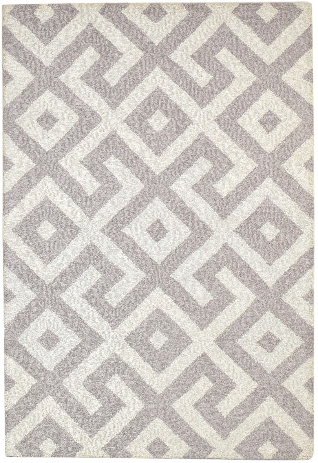 Sand Wool Rug 4' X 6' Modern Hand Tufted Scandinavian Geometric Room Size Carpet   7864307286165