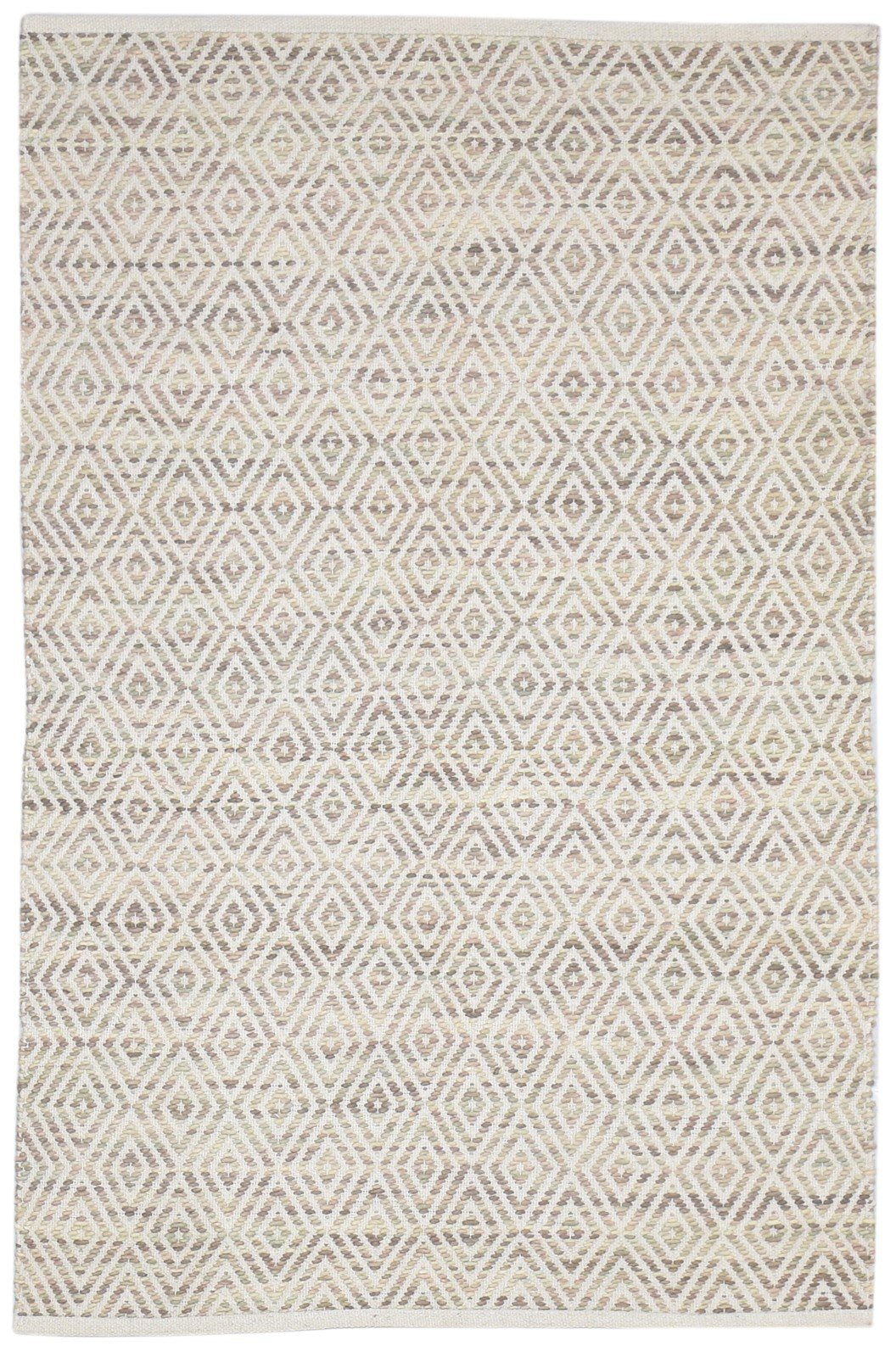 Sand Wool Rug 4' X 6' Modern Hand Woven Scandinavian Diamond Room Size Carpet   7864932106389