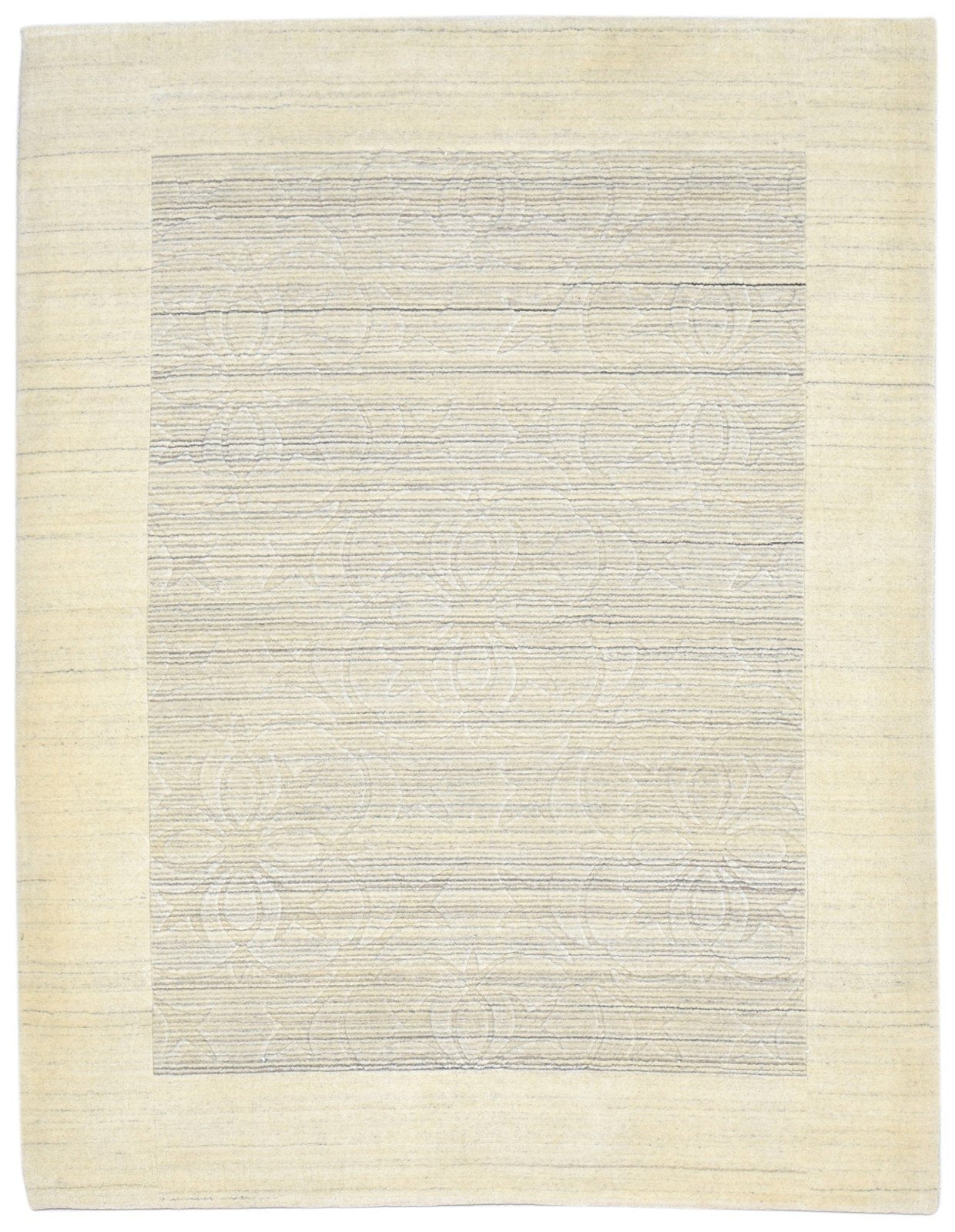 Sand Wool Rug 5' X 7' Modern Handloom Scandinavian Bordered Room Size Carpet   7864421286037