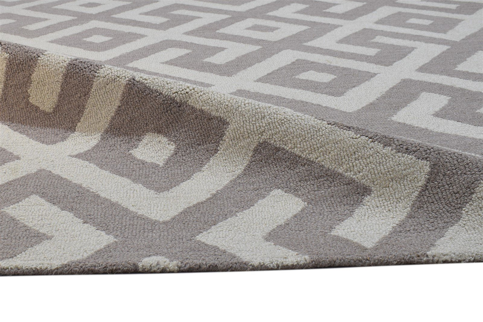 Nissa Sand Wool Rug 5' X 8' Modern Hand Tufted Scandinavian Geometric   7864253841557