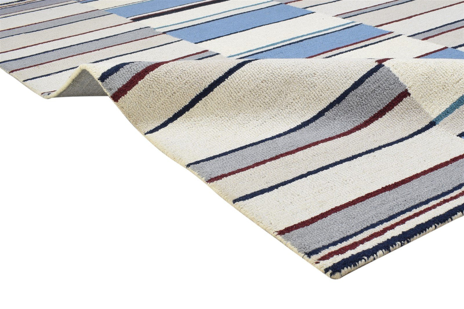 Bibbie Sand Wool Rug 5' X 8' Modern Hand Tufted Scandinavian Striped   7864282546325