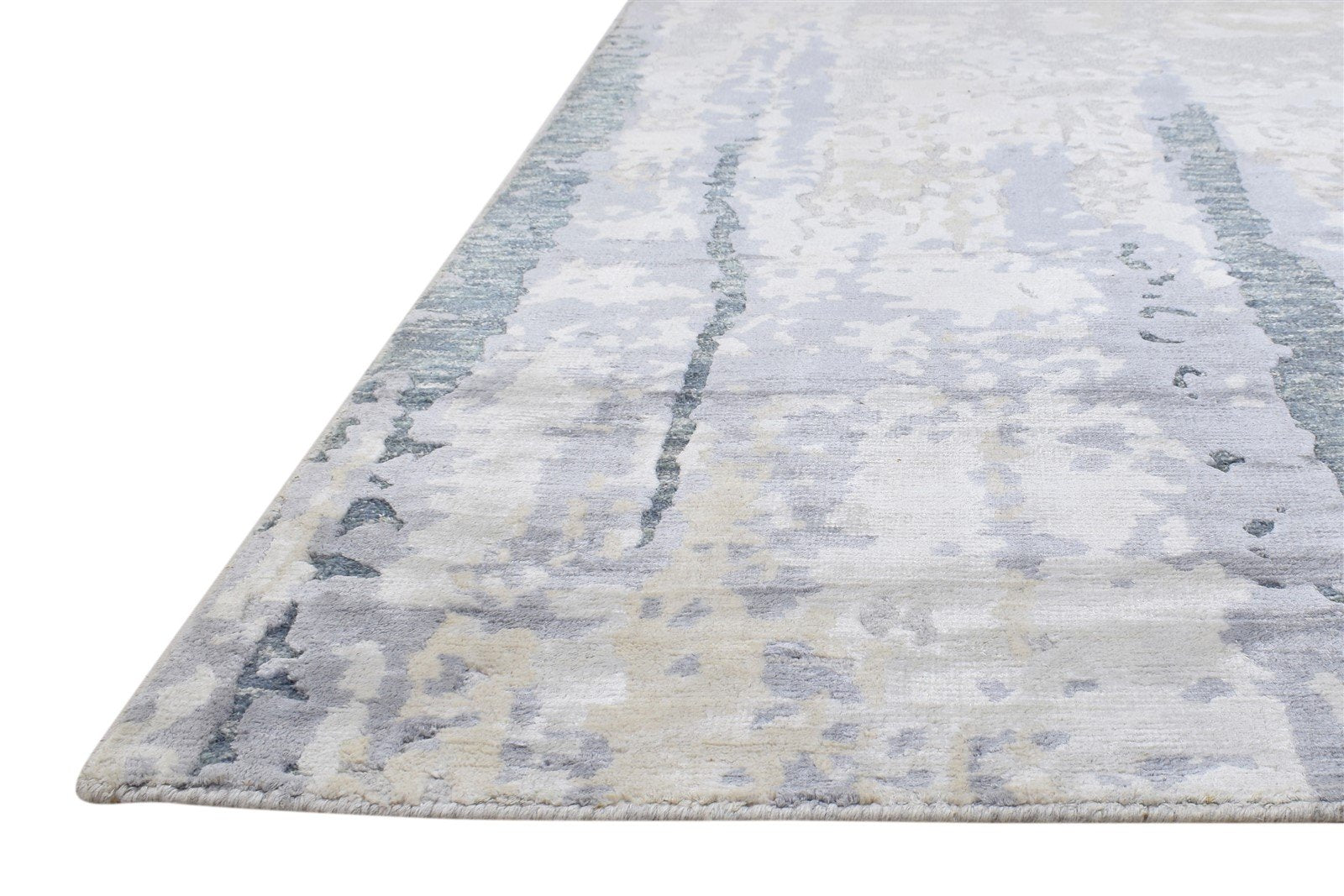 Sand Wool / Silk Rug 5X7 Modern Hand Knotted Indian Abstract Room Size Carpet   7864234934421