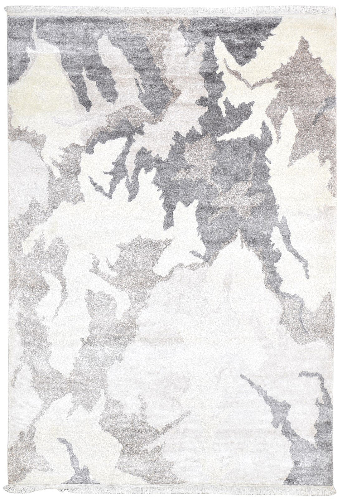 Sand Wool / Silk Rug 5X8 Modern Hand Knotted Indian Abstract Room Size Carpet   7864239325333