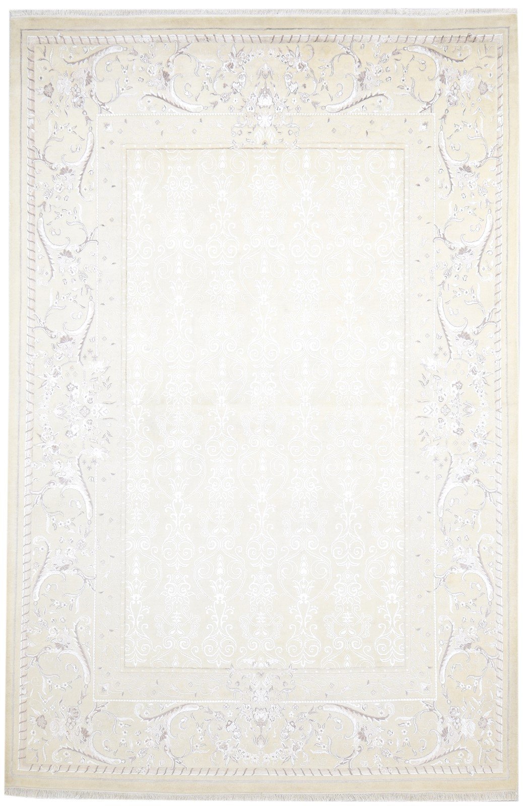 Sand Wool / Silk Rug 6X10 Modern Hand Knotted Scandinavian Oriental Large Carpet   7864912937109