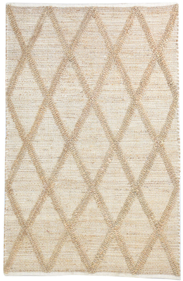 Beige Jute Rug 5' X 8' Modern Hand Woven Scandinavian Nordic Room Size
