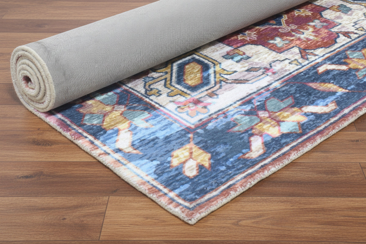 Severine Handmade Navy Blue Medallion Area Rug – Modern Traditional Geometric   9170571296917