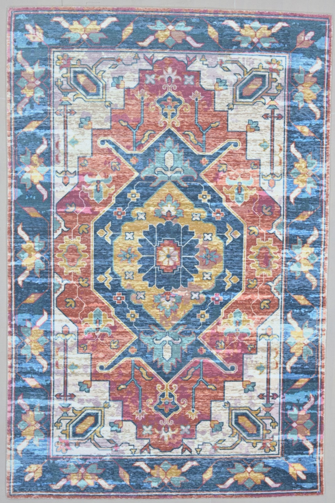 Severine Handmade Navy Blue Medallion Area Rug – Modern Traditional Geometric   9170571296917