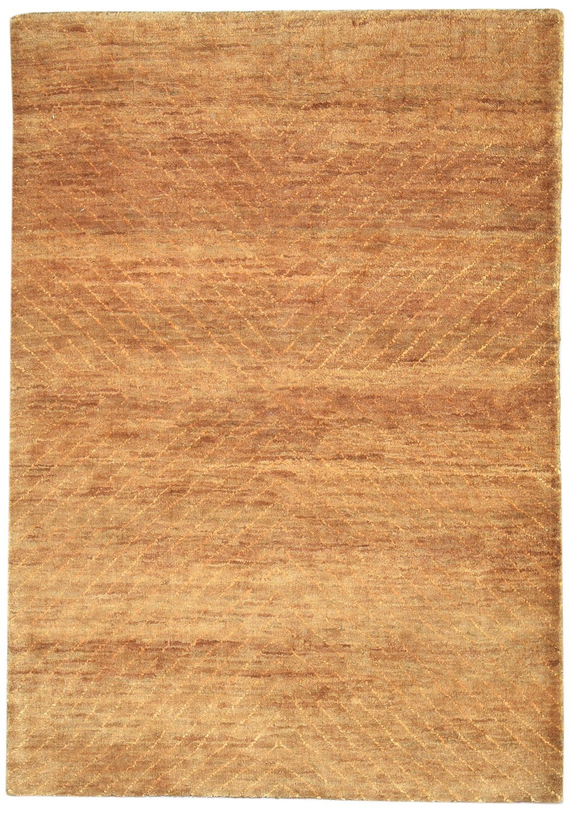 Hand Knotted Rust Jute Rug 5X7 Modern Scandinavian Geometric Room Size