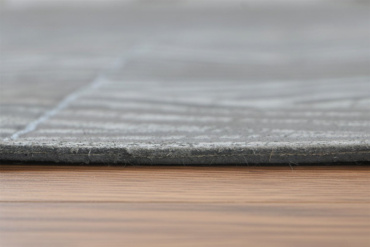 Sibilla Handmade Dark Gray Leather Diamonds Rug | Modern Geometric Patchwork Cowhide Area Rug