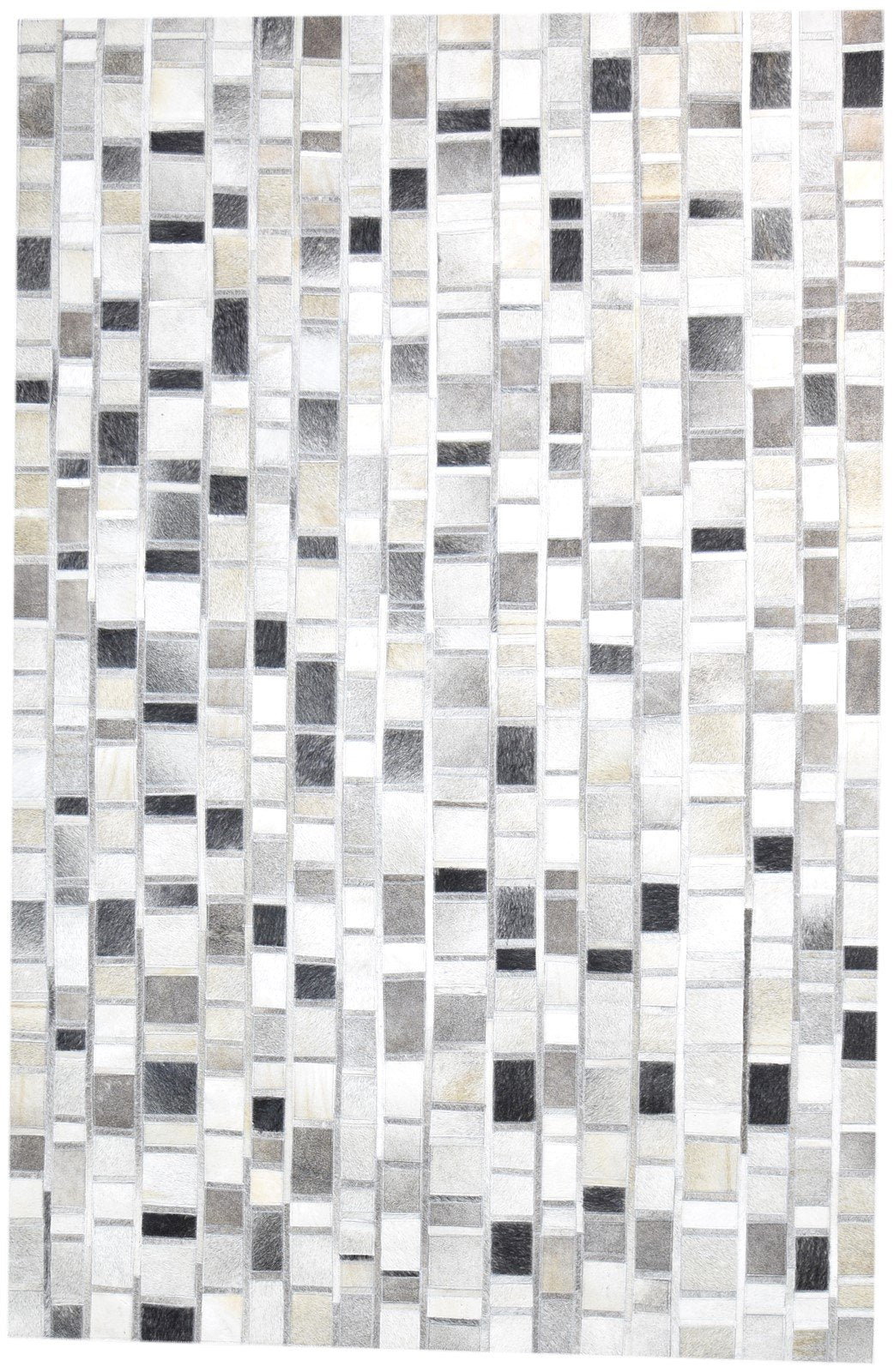 Sidonnie Handmade Gray Cowhide Leather Patchwork Rug   7865128616085