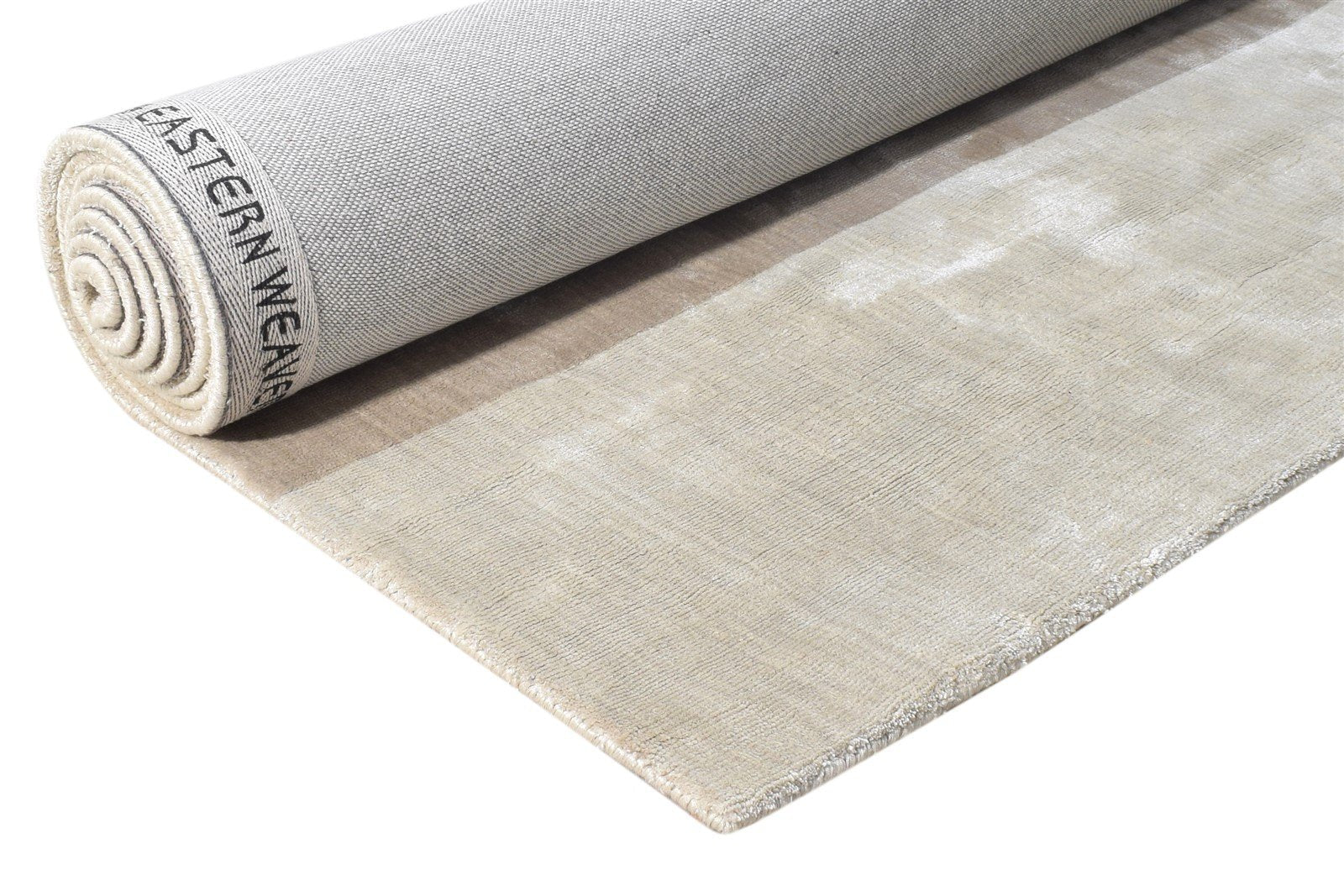 Silk Beige Rug 3' X 9' Modern Handloom Scandinavian Solid Room Size Runner   7865149685909