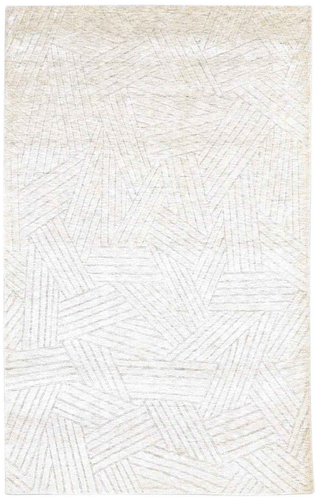 Silk Beige Rug 5' X 8' Modern Handloom Scandinavian Geometric Room Size Carpet   7864442323093