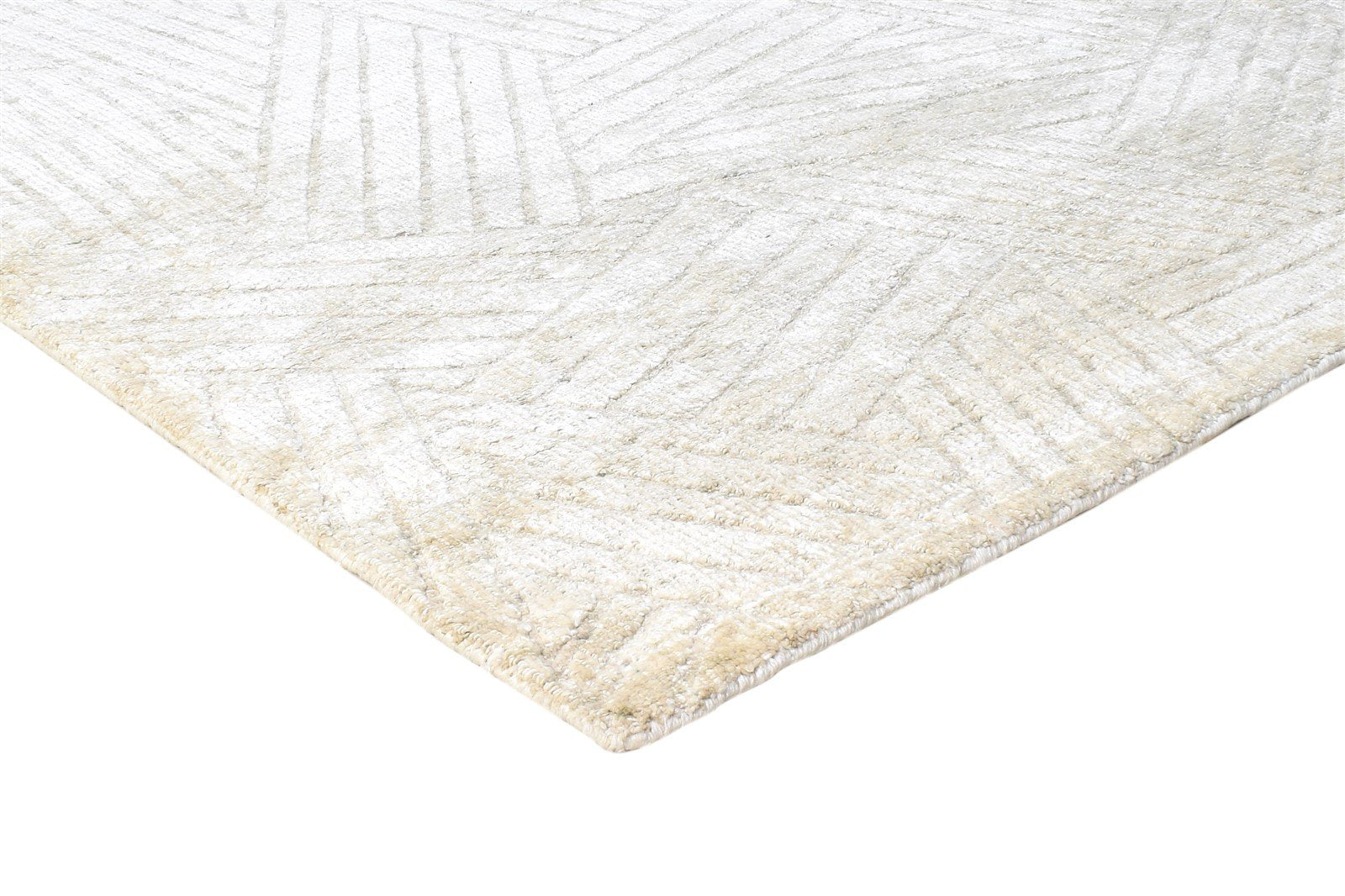 Silk Beige Rug 5' X 8' Modern Handloom Scandinavian Geometric Room Size Carpet   7864442323093