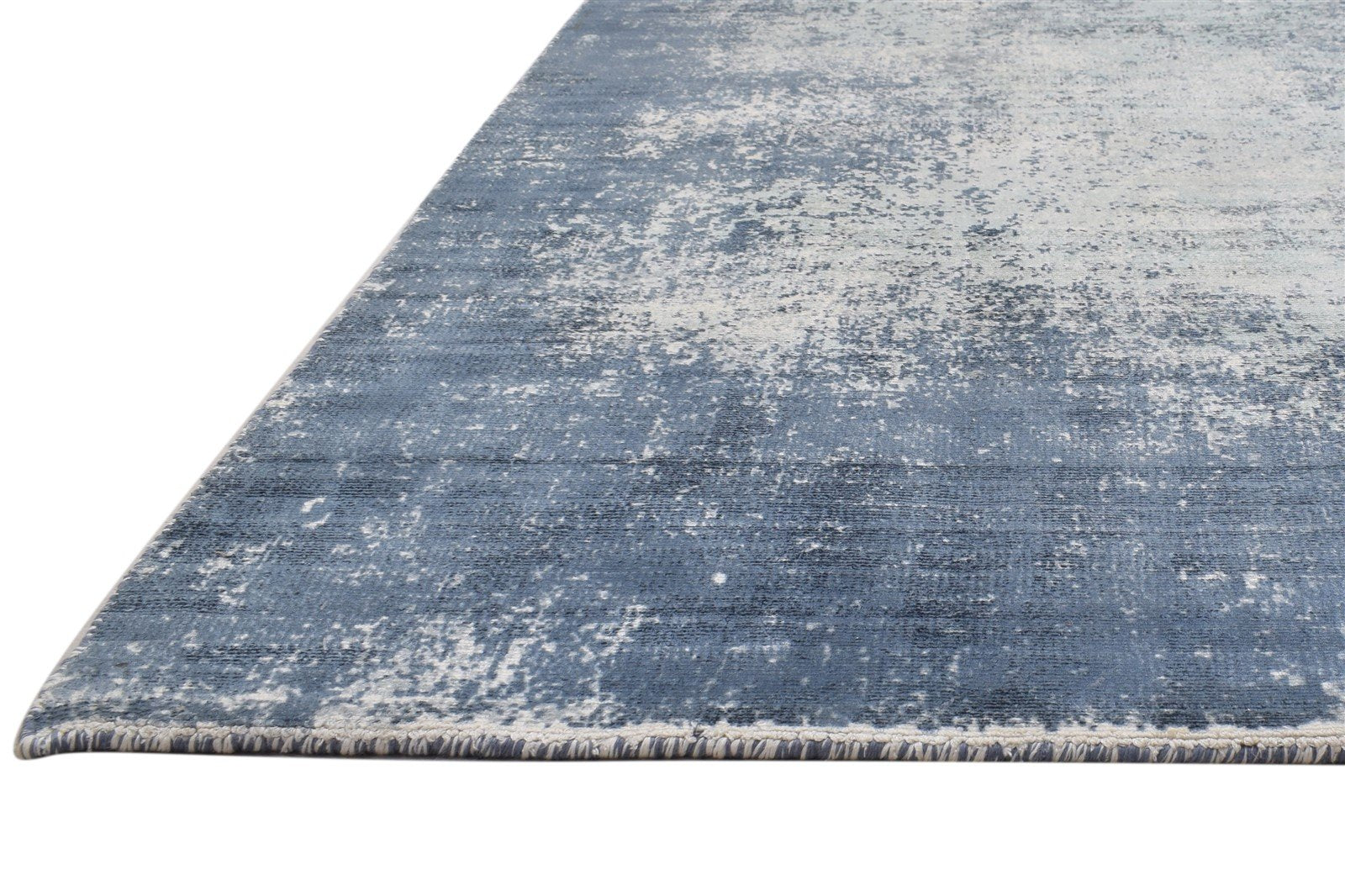 Silk Blue Rug 5' X 7' Modern Handloom Indian Abstract Room Size Carpet   7864156422293