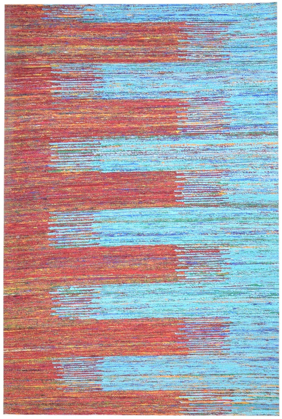 Silk Blue Rug 5' X 8' Modern Hand Woven Bohemian Abstract Room Size Carpet   7864664850581