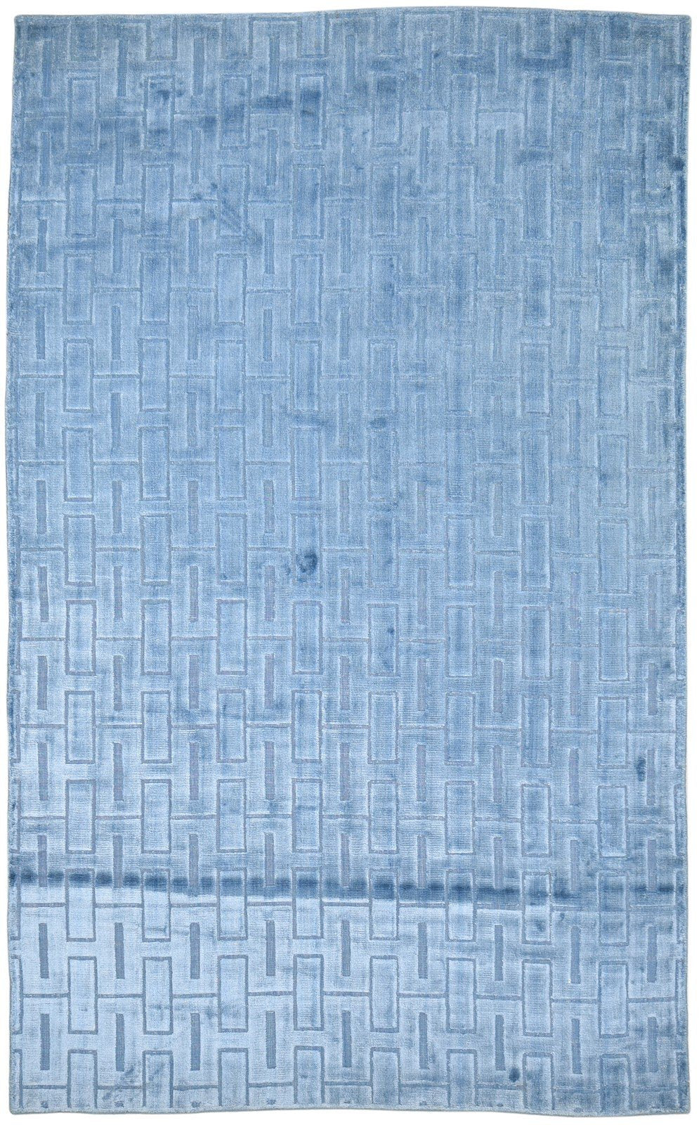 Silk Blue Rug 5' X 8' Modern Hand Woven Scandinavian Geometric Room Size Carpet   7864921358485