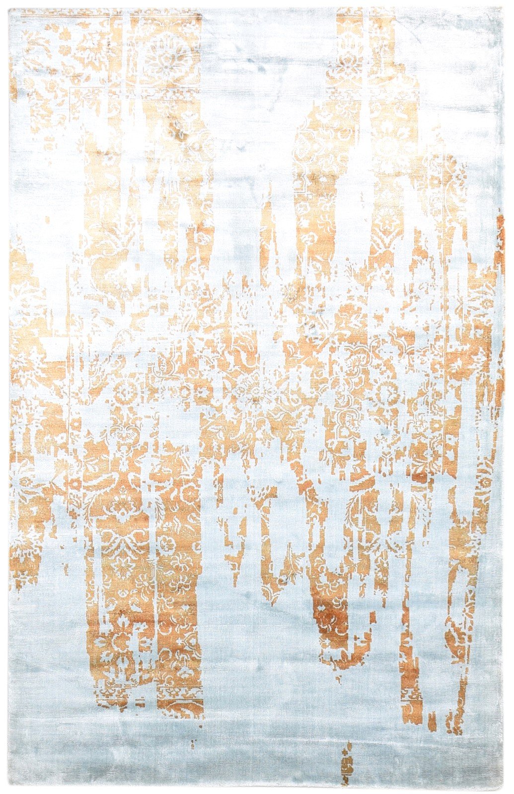 Silk Blue Rug 5' X 8' Modern Handloom Indian Modern Room Size Carpet   7865140248725