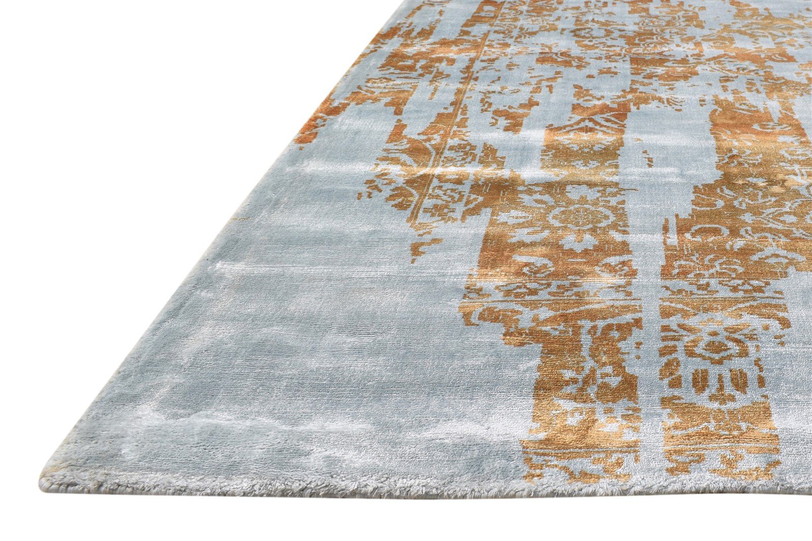 Silk Blue Rug 5' X 8' Modern Handloom Indian Modern Room Size Carpet   7865140248725