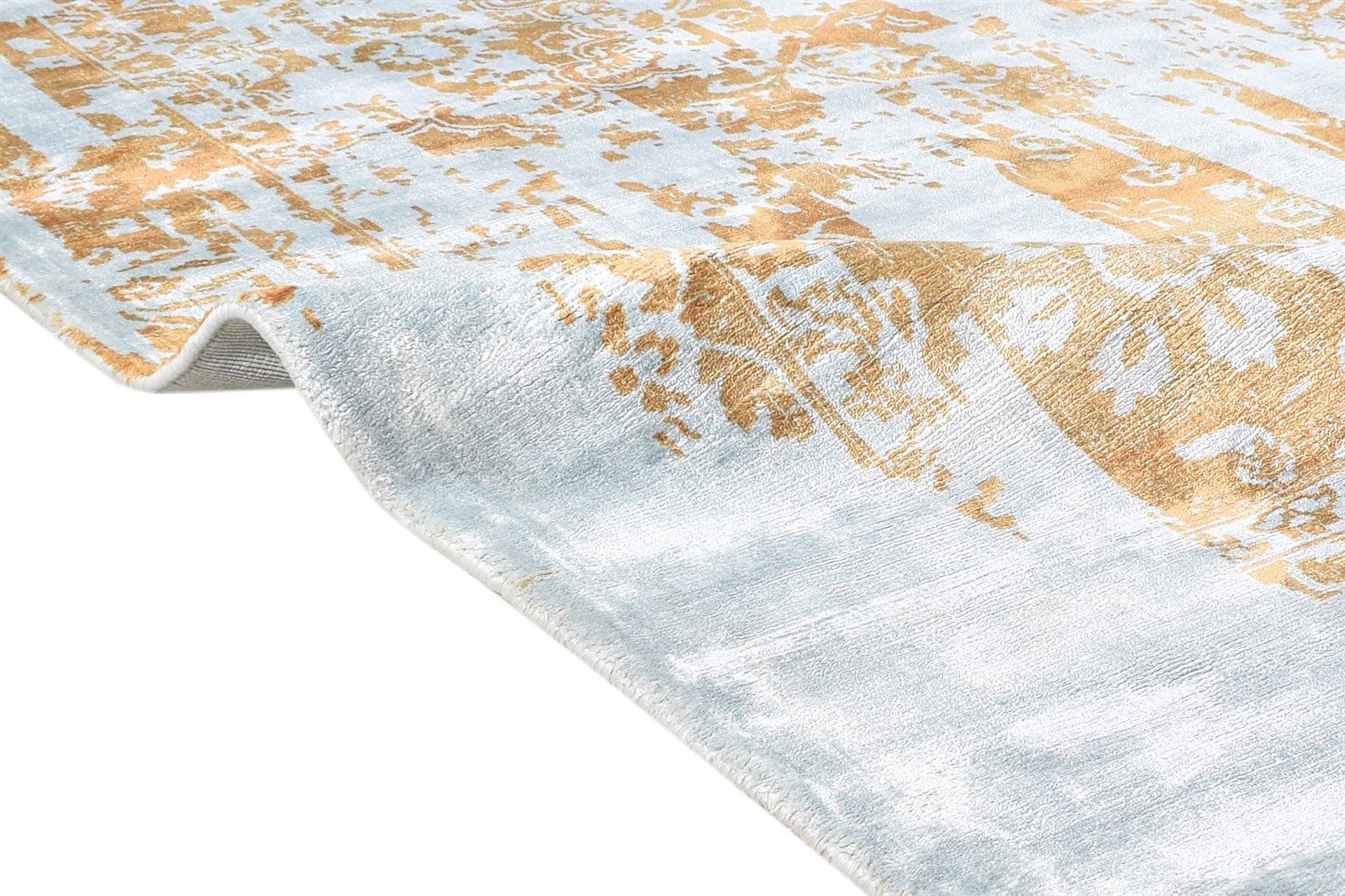 Silk Blue Rug 5' X 8' Modern Handloom Indian Modern Room Size Carpet   7865140248725