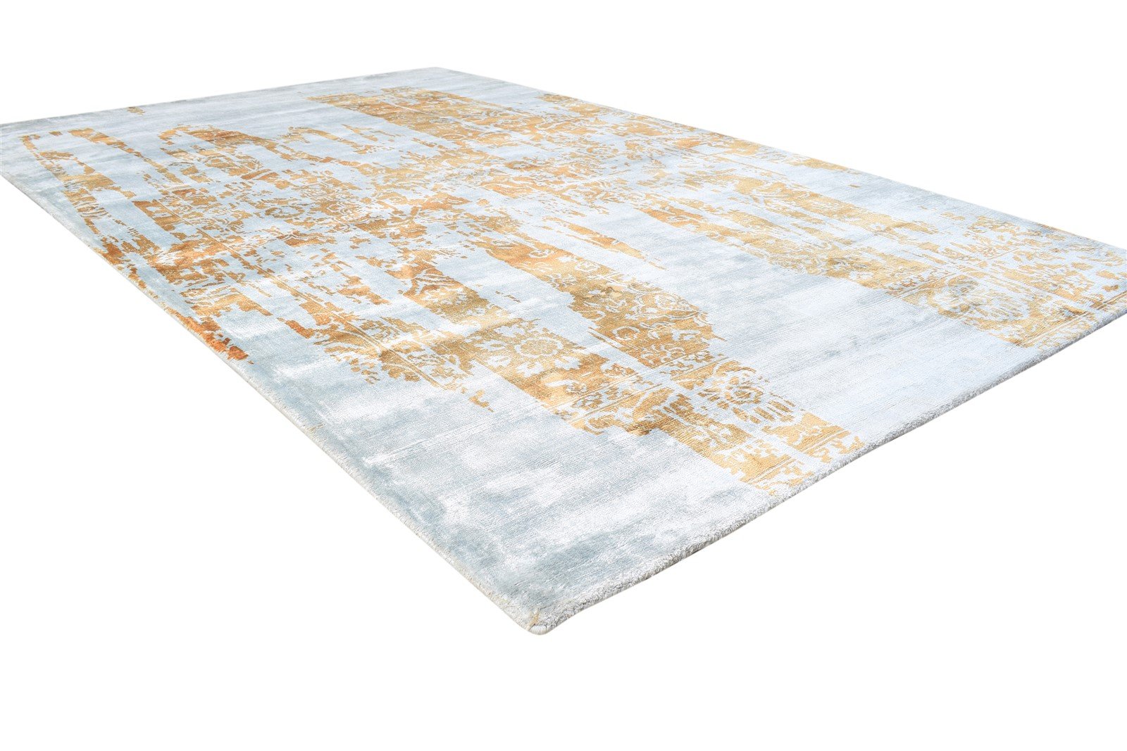 Silk Blue Rug 5' X 8' Modern Handloom Indian Modern Room Size Carpet   7865140248725