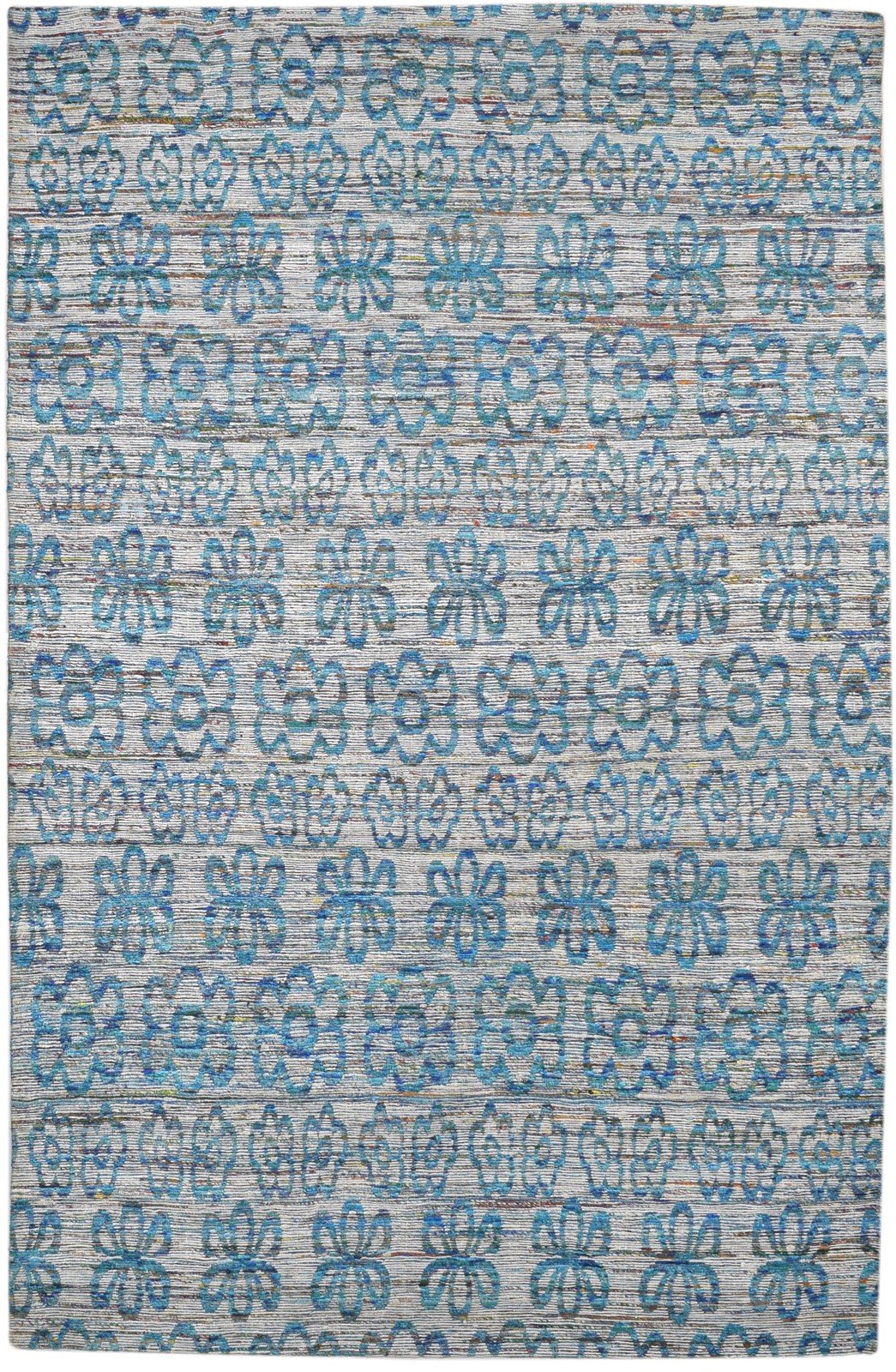 Silk Blue Rug 5' X 8' Modern Jacquard Loom Scandinavian Floral Room Size Carpet   7860700315797