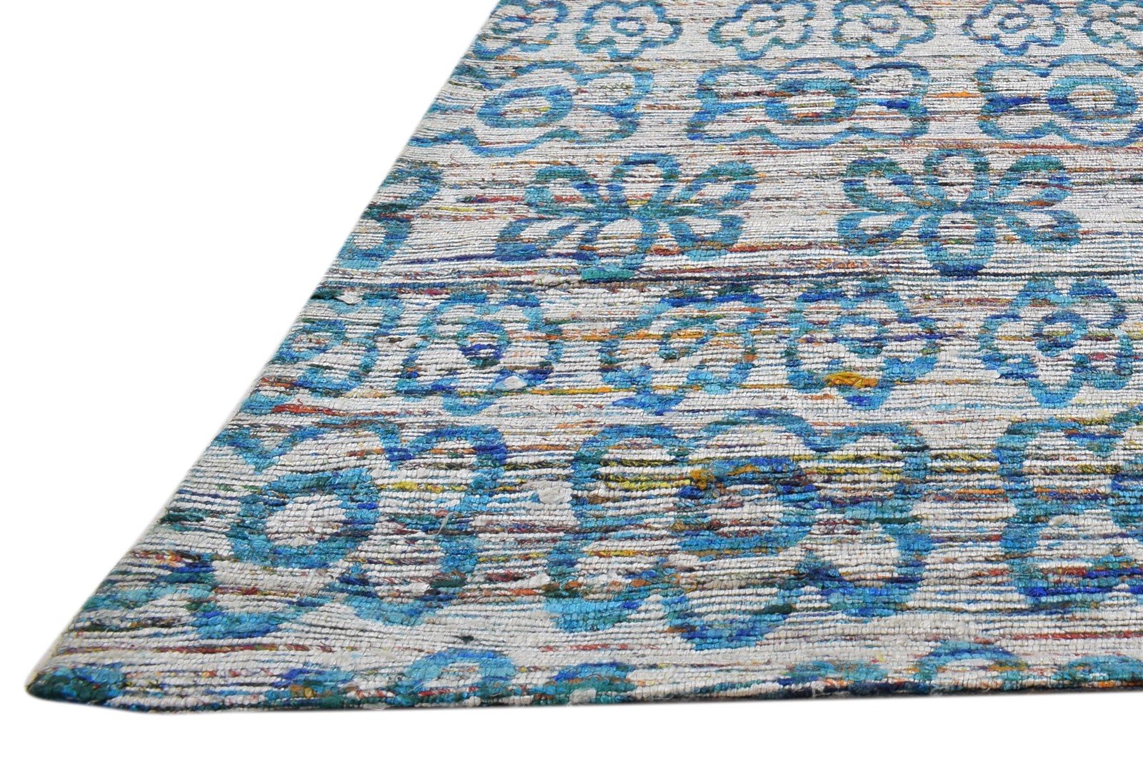 Silk Blue Rug 5' X 8' Modern Jacquard Loom Scandinavian Floral Room Size Carpet   7860700315797