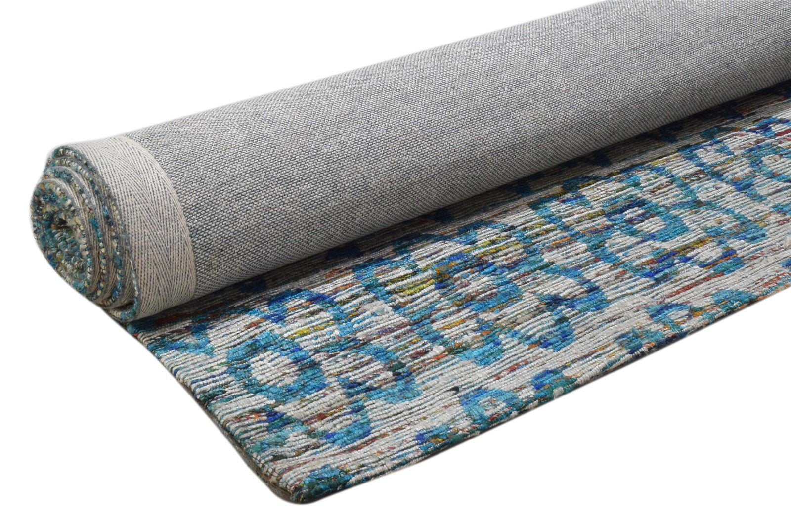 Silk Blue Rug 5' X 8' Modern Jacquard Loom Scandinavian Floral Room Size Carpet   7860700315797