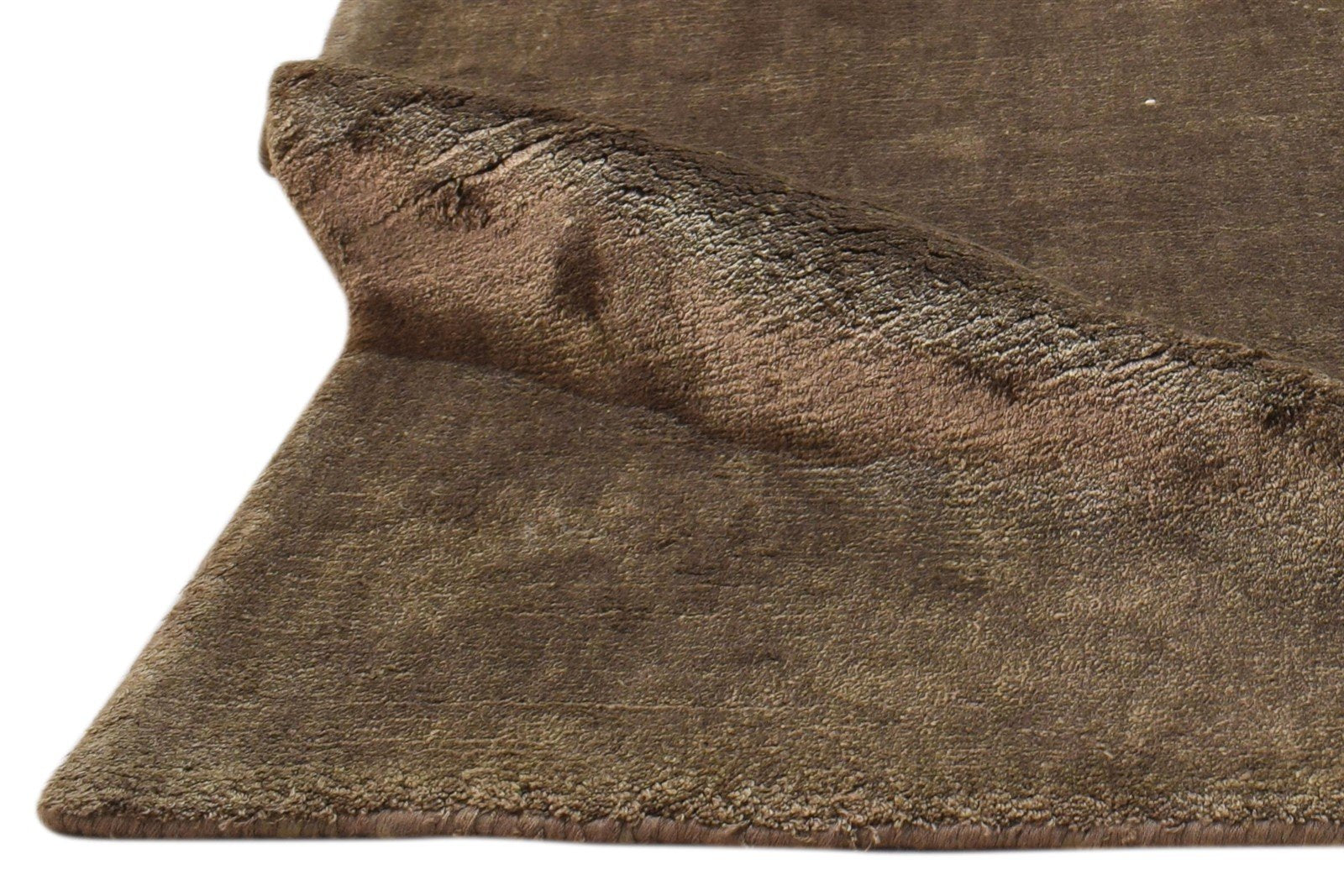 Hinda Silk Brown Rug 2' X 3' Modern Handloom Scandinavian Solid   7860698185877