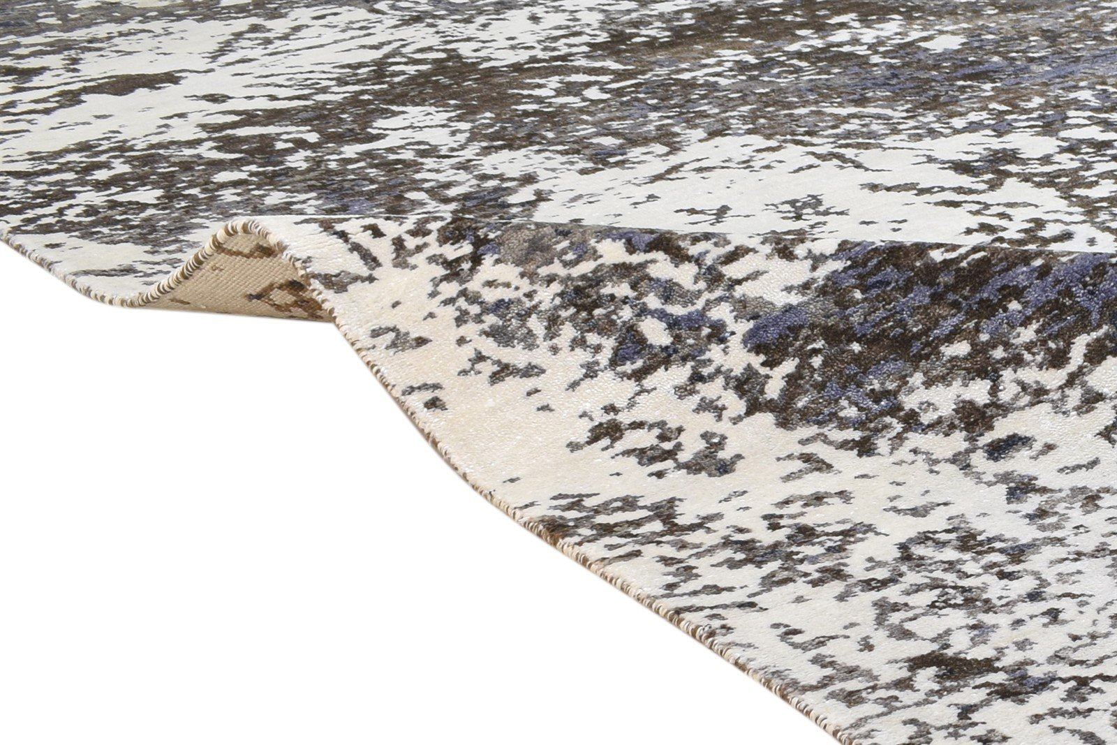 Silk Brown Rug 8' X 10' Modern Hand Knotted Indian Abstract Large Carpet   7864325537941