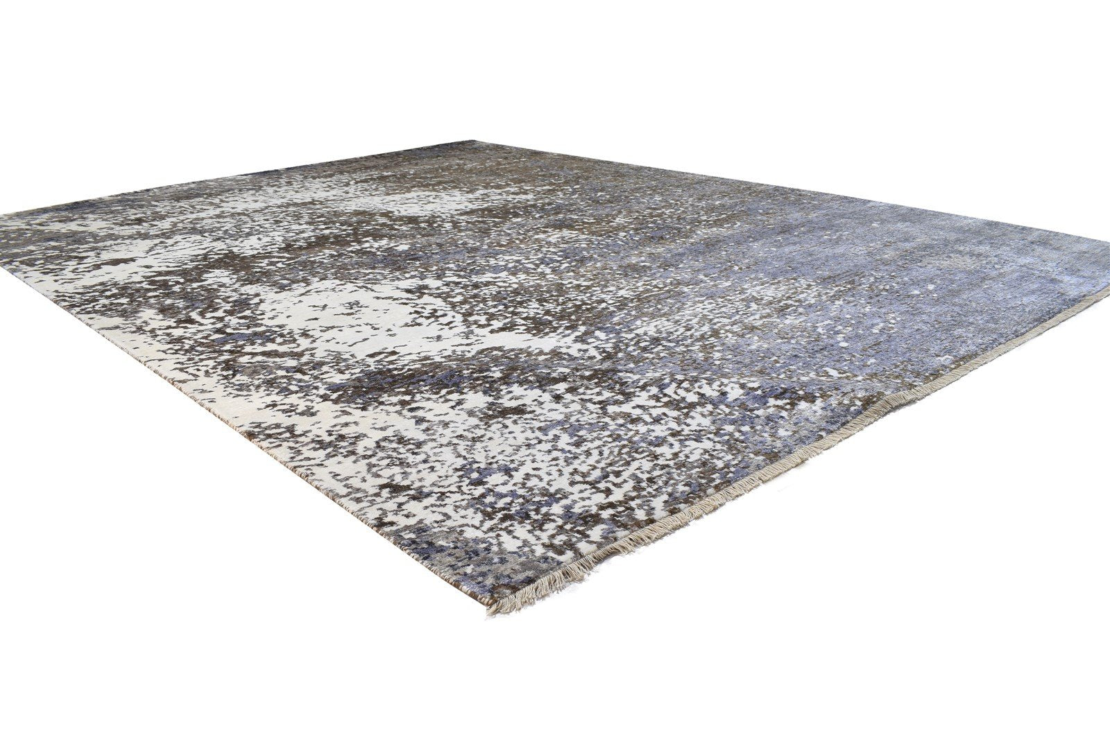 Silk Brown Rug 8' X 10' Modern Hand Knotted Indian Abstract Large Carpet   7864325537941