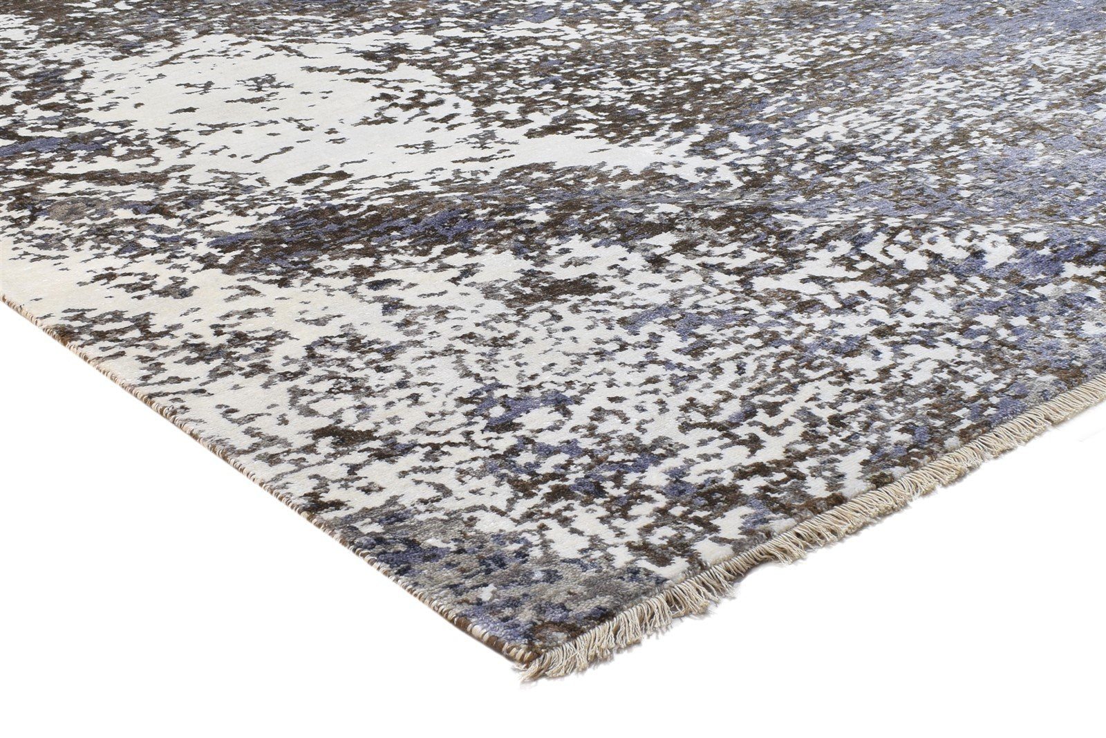 Silk Brown Rug 8' X 10' Modern Hand Knotted Indian Abstract Large Carpet   7864325537941