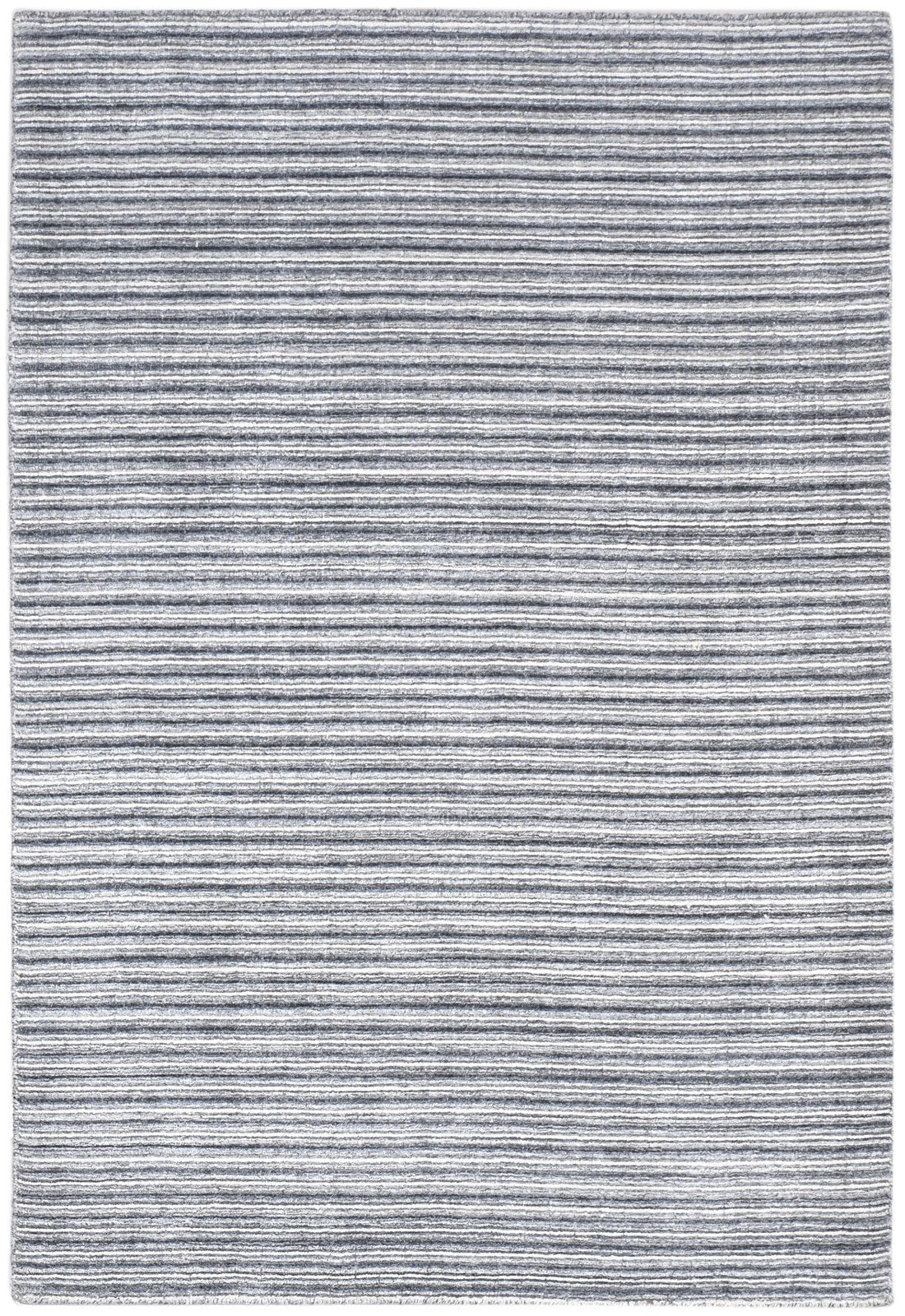 Silk Charcoal Rug 4' X 6' Modern Handloom Scandinavian Striped Room Size Carpet   7864158519445