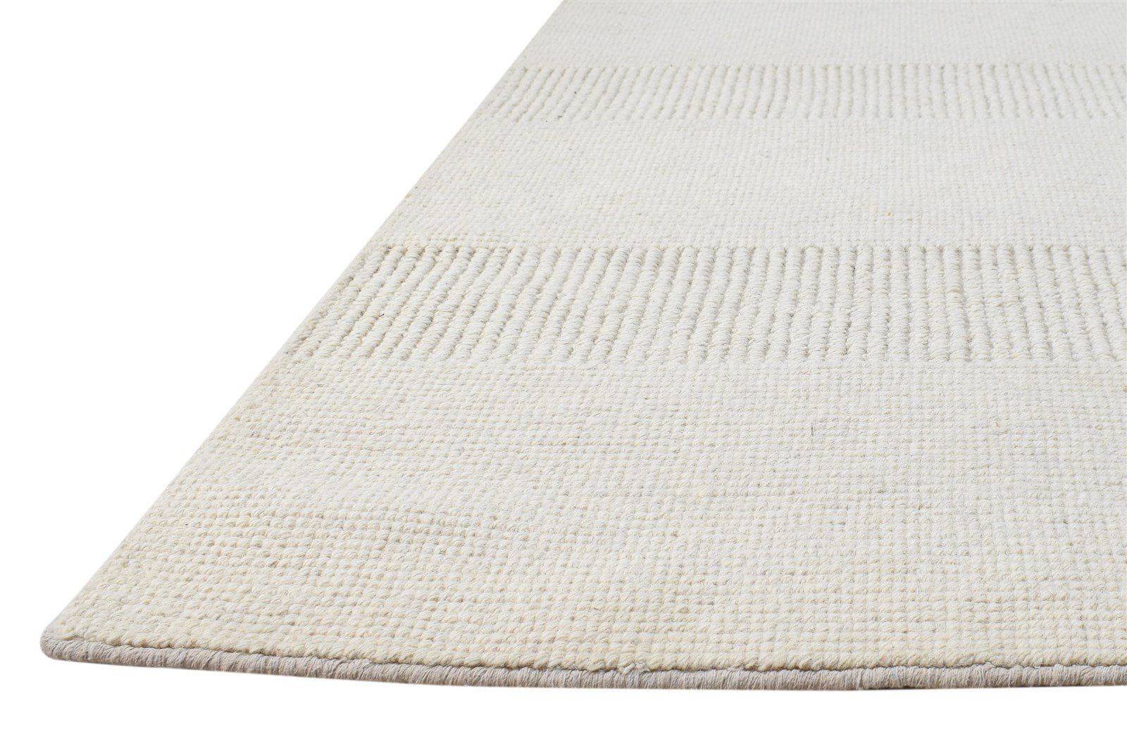 Silk Cream Rug 5' X 8' Modern Hand Woven Scandinavian Striped Room Size Carpet   7864923193493