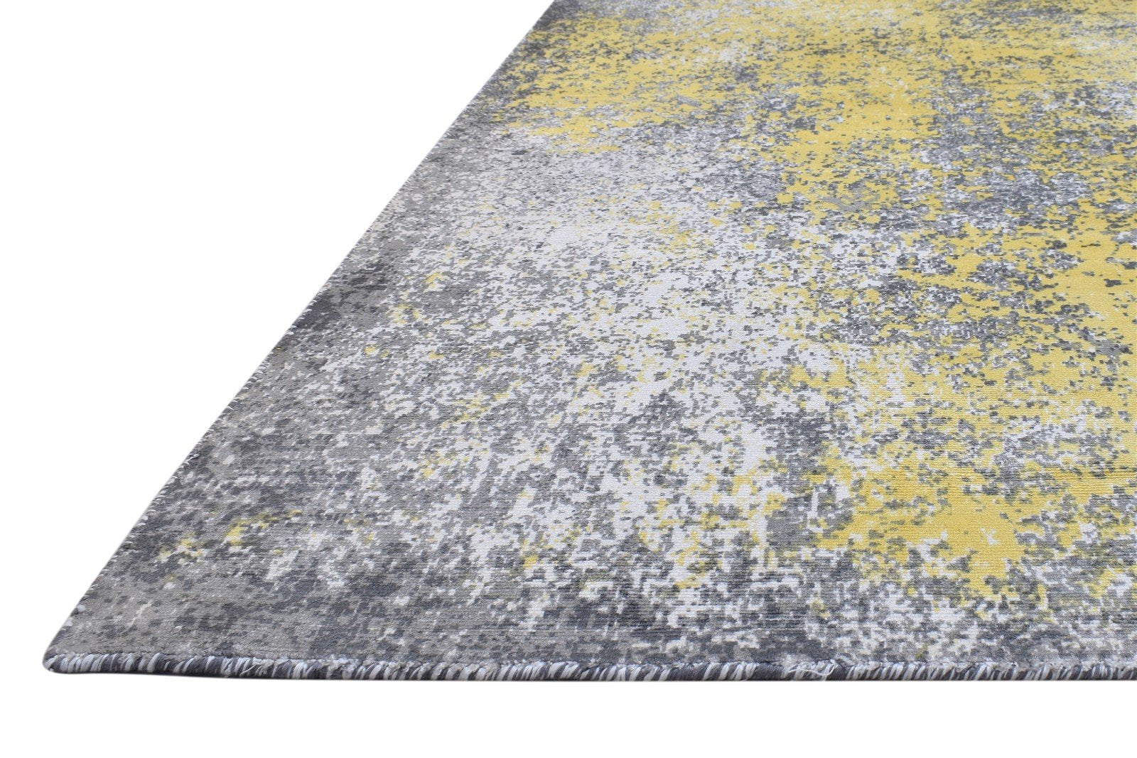 Silk Dark Grey Rug 4' X 6' Modern Hand Woven Indian Abstract Room Size Carpet   7864163172501