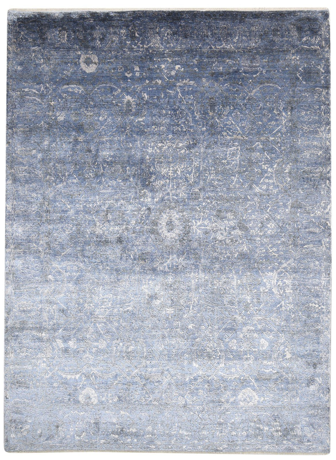 Silk Dark Grey Rug 7' X 10' Persian Hand Knotted Mughal Abstract Large Carpet   7864338481301