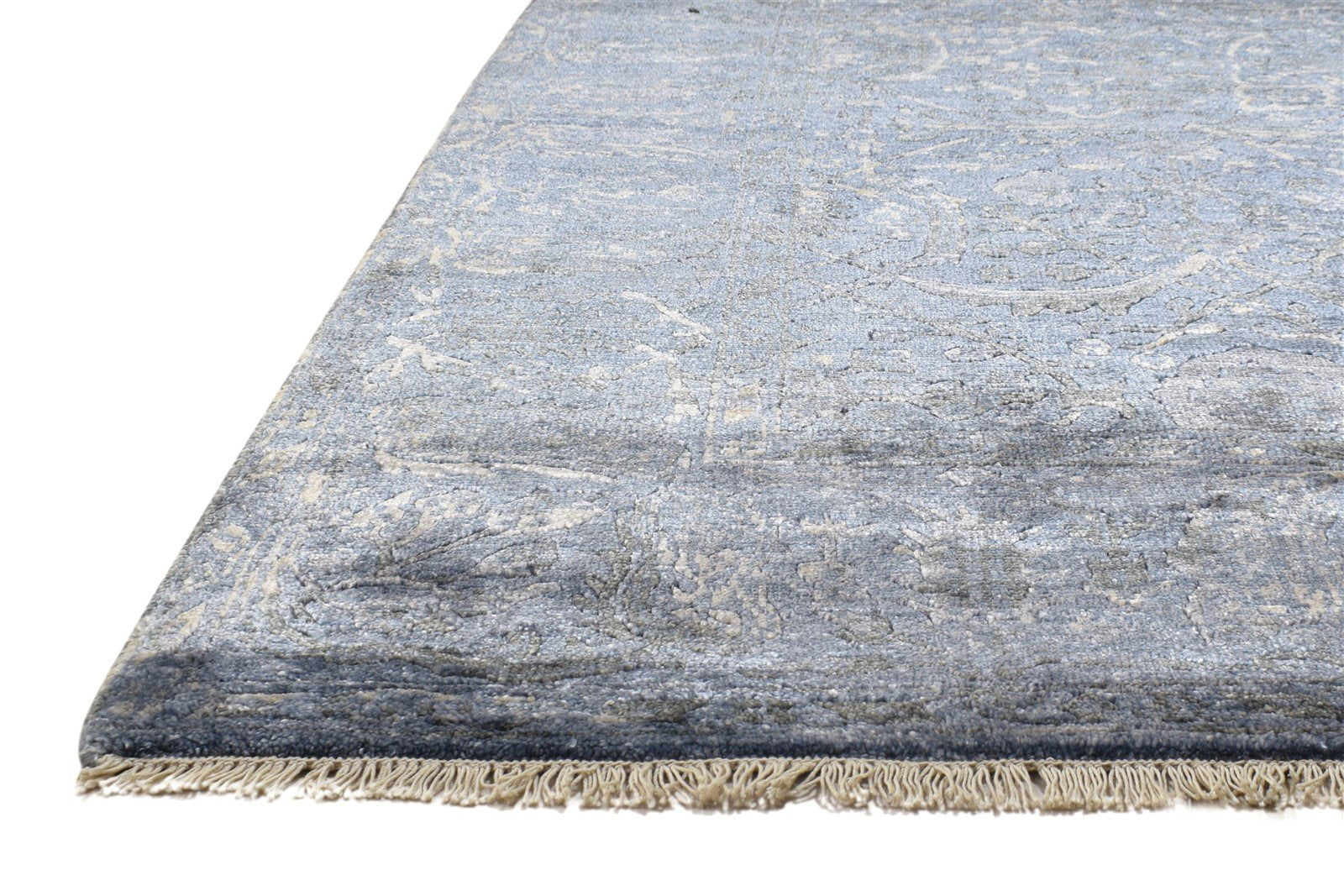 Silk Dark Grey Rug 7' X 10' Persian Hand Knotted Mughal Abstract Large Carpet   7864338481301