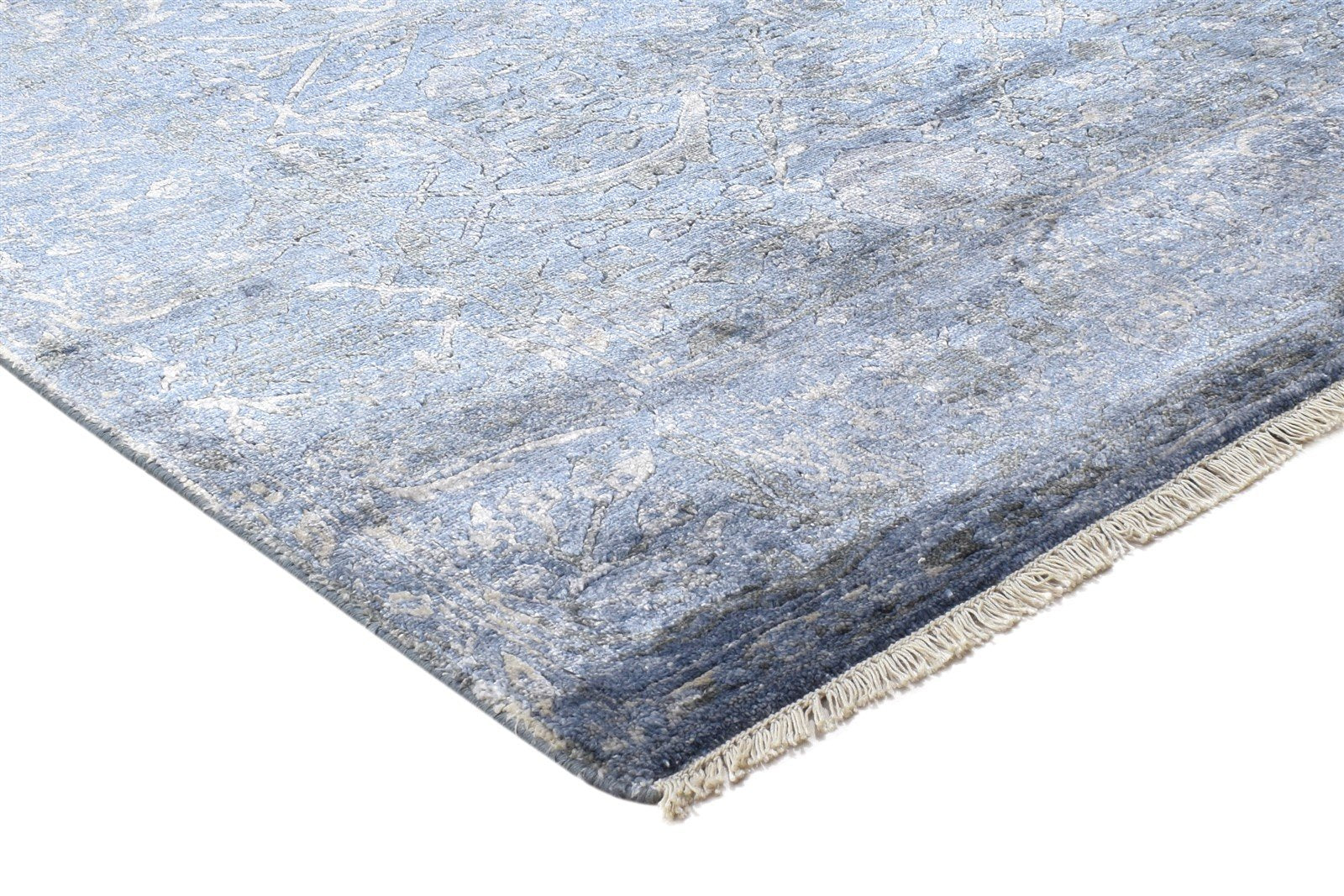 Silk Dark Grey Rug 7' X 10' Persian Hand Knotted Mughal Abstract Large Carpet   7864338481301