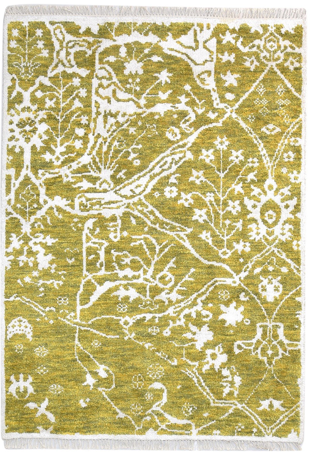 Silk Green Rug 8' X 7' Persian Hand Knotted Mughal Oriental Large Carpet   7864950915221