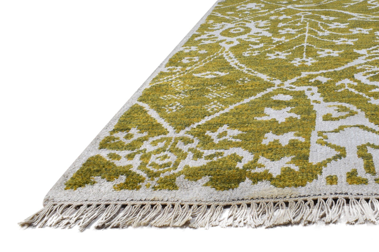 Silk Green Rug 8' X 7' Persian Hand Knotted Mughal Oriental Large Carpet   7864950915221